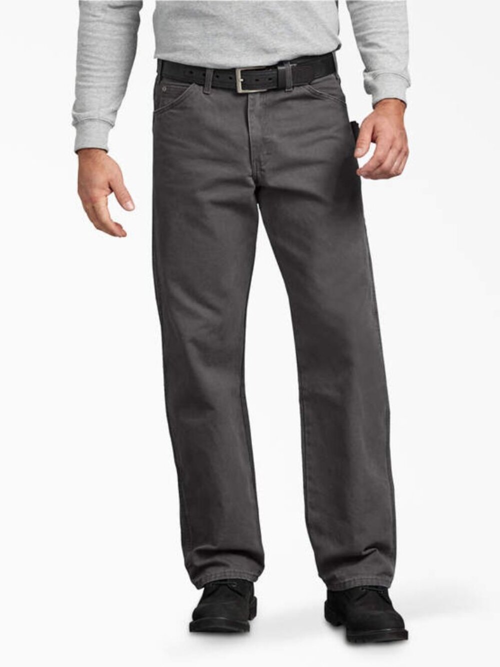 Dickies Mens Relaxed Fit Sanded Duck Carpenter Pants-DU336-Rinsed Slate-30x32